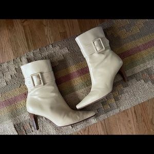 Antonio Melani Beige High Heel Buckle Ankle Boots